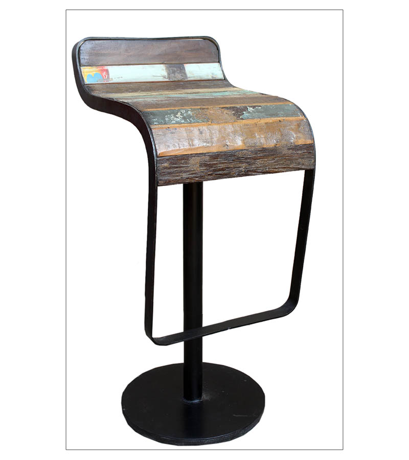 Industrial Furniture - Reclaimed wood Industrial Bar Chair